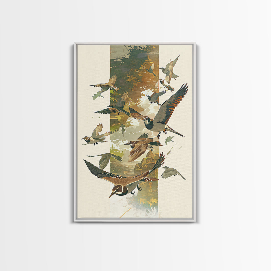 Minimal Birds in Flight over an Open Framed Canvas Print, General Fine Art, Minimalist Decor, Living Room Decor, Fine Art, GEN-2x3-6