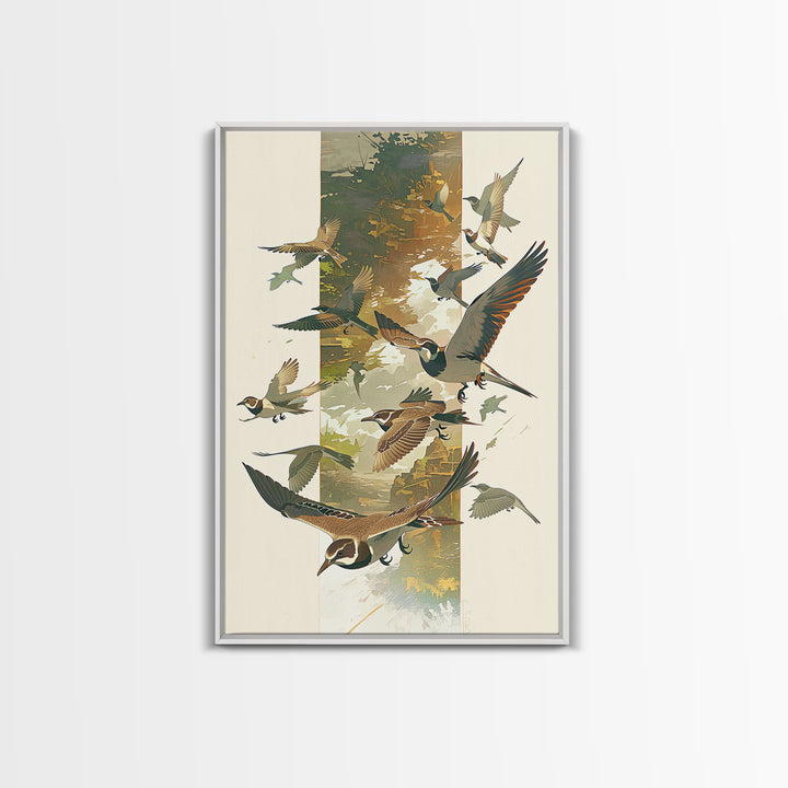 Minimal Birds in Flight over an Open Framed Canvas Print, General Fine Art, Minimalist Decor, Living Room Decor, Fine Art, GEN-2x3-6