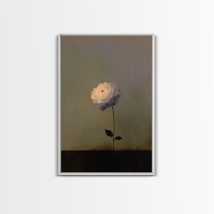Single Sculptural Flower on a Dark Ground Canvas Print, General Fine Art, Original Painting, Living Room Decor, Oil Painting, GEN-2x3-65