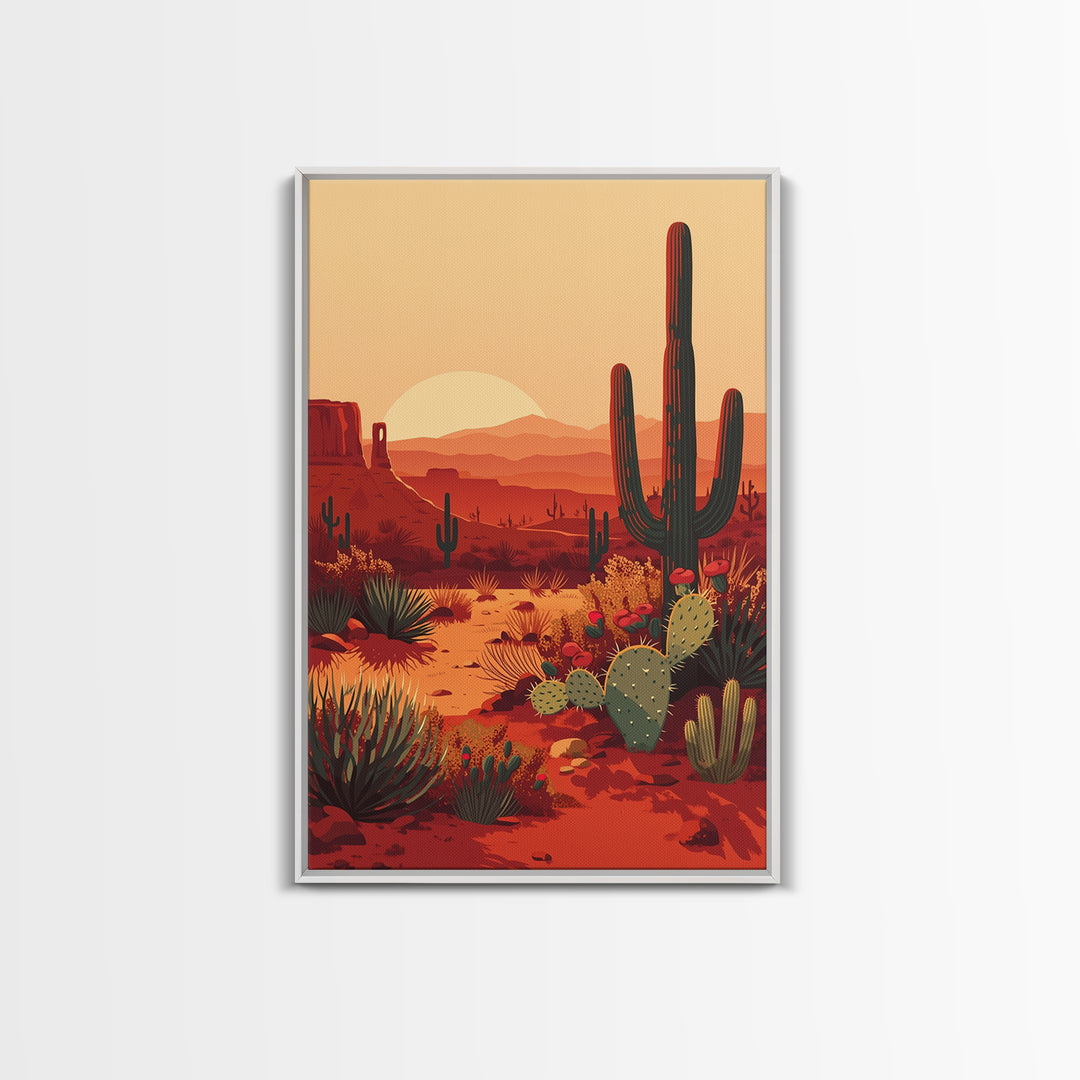 Serene Desert Horizon Framed Canvas Print, General Fine Art, Digital Wall Art, Living Room Decor, Fine Art, Neutral Decor, GEN-2x3-73