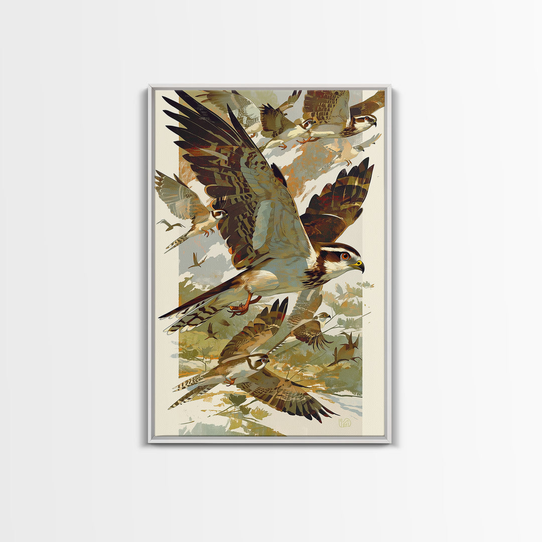 Minimal Birds in Flight over an Open Framed Canvas Print, General Fine Art, Art Prints, Living Room Decor, Fine Art, GEN-2x3-78