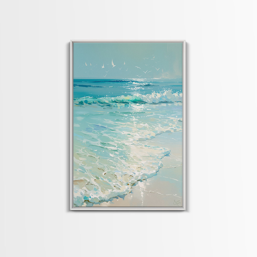 Coastal Water Study Framed Canvas Print, General Fine Art, Wall Hanging, Living Room Decor, Fine Art, Statement Artwork, GEN-2x3-85