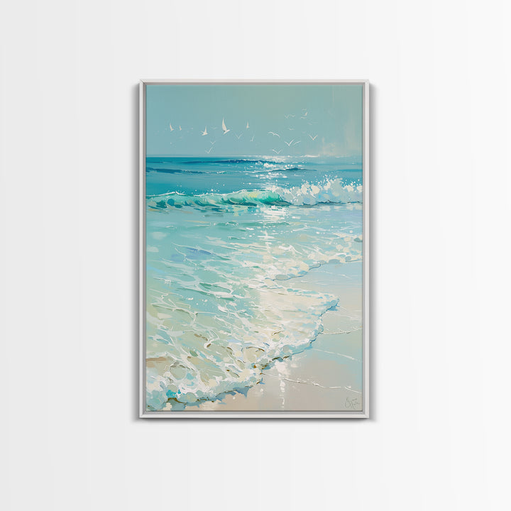 Coastal Water Study Framed Canvas Print, General Fine Art, Wall Hanging, Living Room Decor, Fine Art, Statement Artwork, GEN-2x3-85
