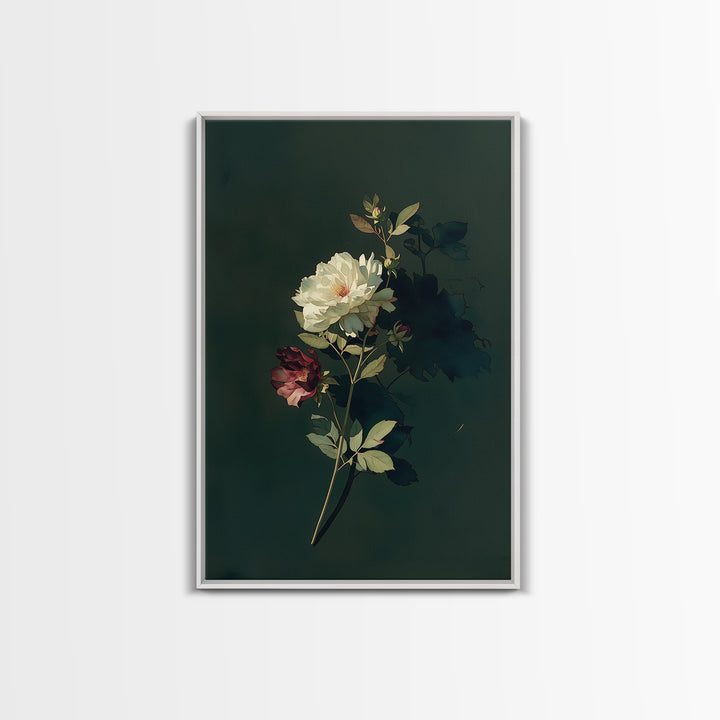 Single Sculptural Flower on a Dark Ground Canvas Print, General Fine Art, Original Art, Living Room Decor, Wall Art, GEN-2x3-89