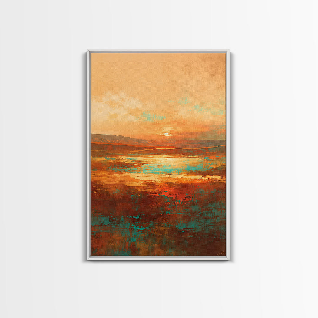 Serene Desert Horizon Framed Canvas Print, General Fine Art, Digital Wall Art, Living Room Decor, Fine Art, Neutral Decor, GEN-2x3-97