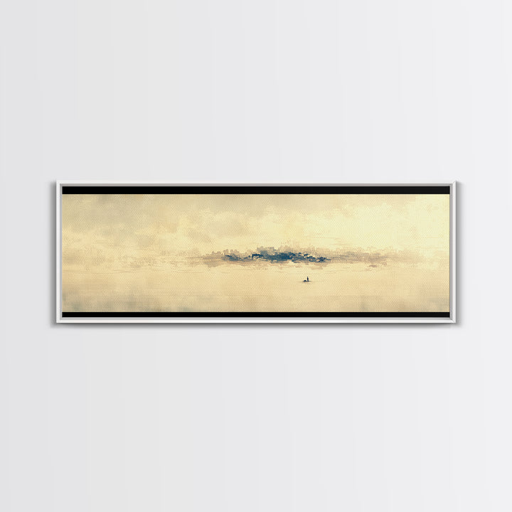 Minimal Black Line Figure on Textured Paper Canvas Print, General Fine Art, Luxury Decor, Living Room Decor, Fine Art, GEN-3x1-19