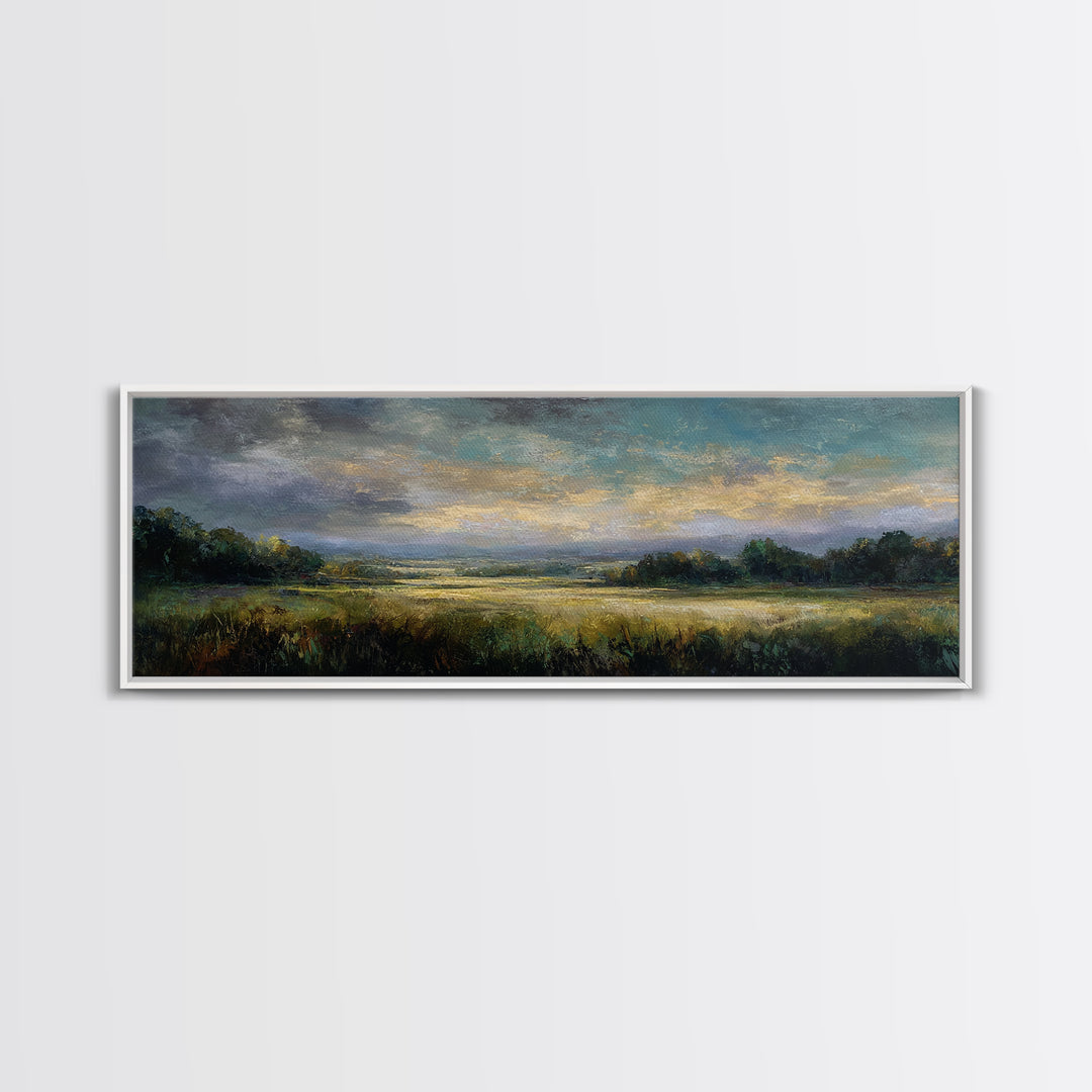 Sunlit Meadow with Loose Impressionist Brushwork Canvas Print, General Fine Art, Wall Decor, Living Room Decor, Fine Art, GEN-3x1-30