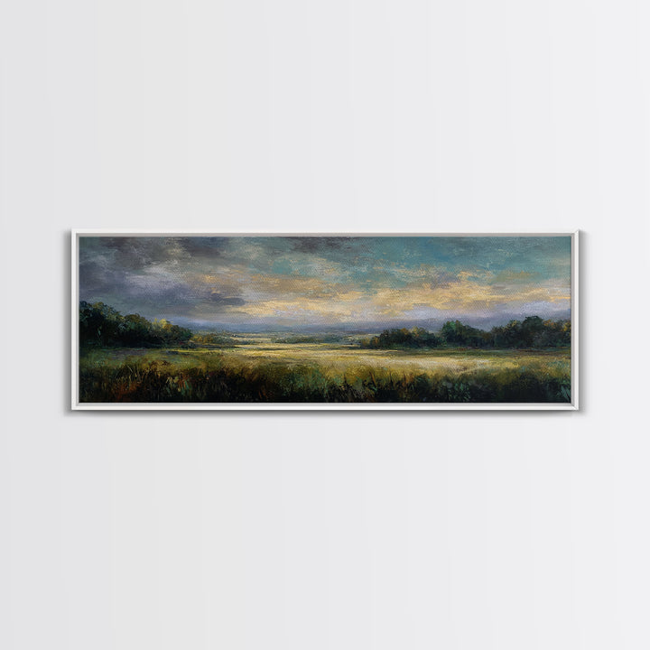 Sunlit Meadow with Loose Impressionist Brushwork Canvas Print, General Fine Art, Wall Decor, Living Room Decor, Fine Art, GEN-3x1-30