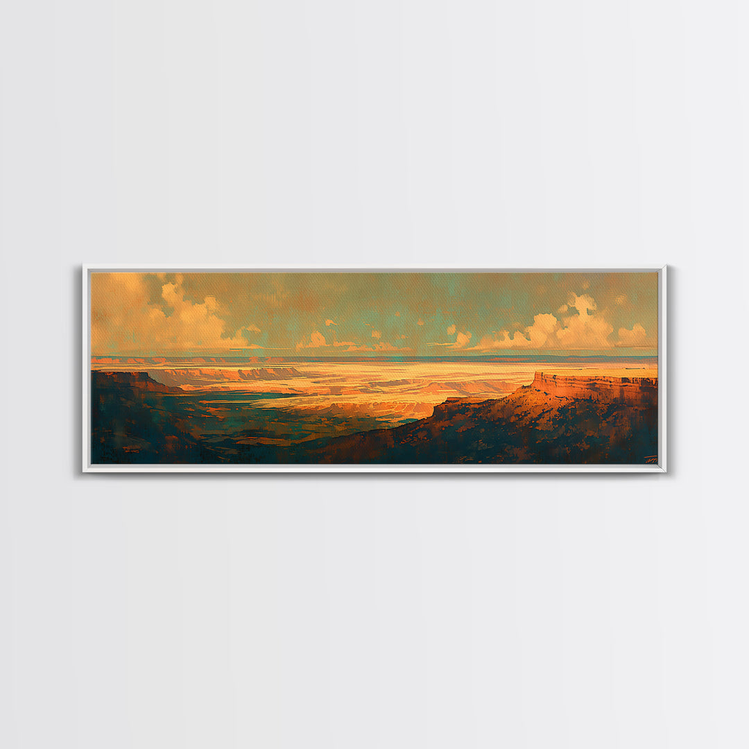 Serene Desert Horizon Canvas Print, General Fine Art, Wall Hanging, Living Room Decor, Oil Painting, Statement Artwork, GEN-3x1-33