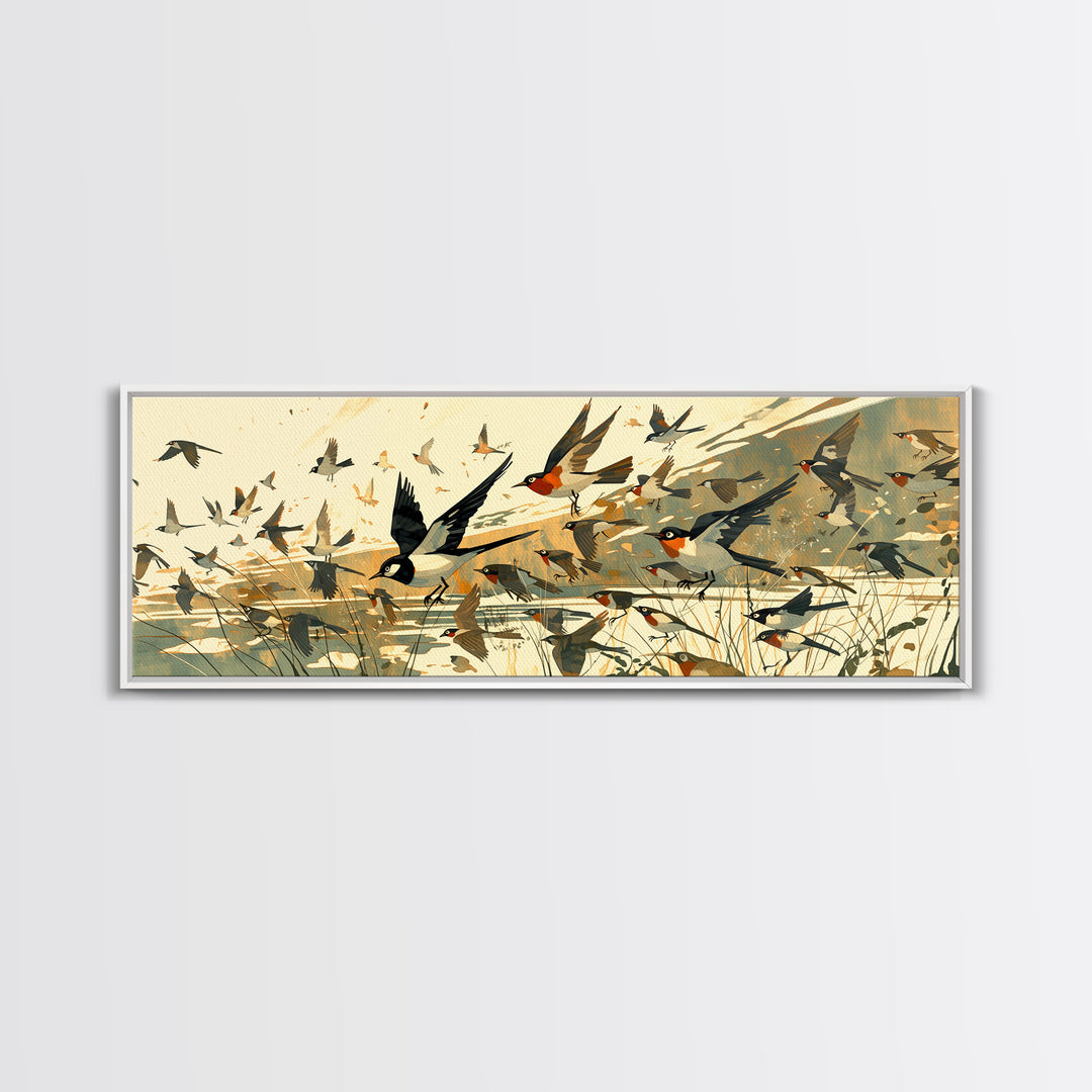 Minimal Birds in Flight over an Open Canvas Print, General Fine Art, Printable, Living Room Decor, Fine Art, GEN-3x1-38