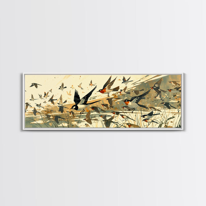 Minimal Birds in Flight over an Open Canvas Print, General Fine Art, Printable, Living Room Decor, Fine Art, GEN-3x1-38