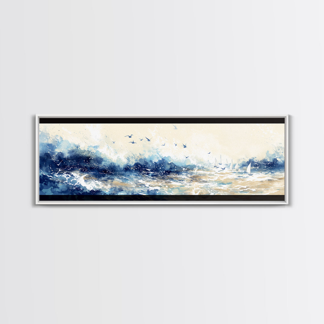 Coastal Water Study Canvas Print, General Fine Art, Framed Wall Art, Living Room Decor, Fine Art, Luxury Decor, GEN-3x1-45