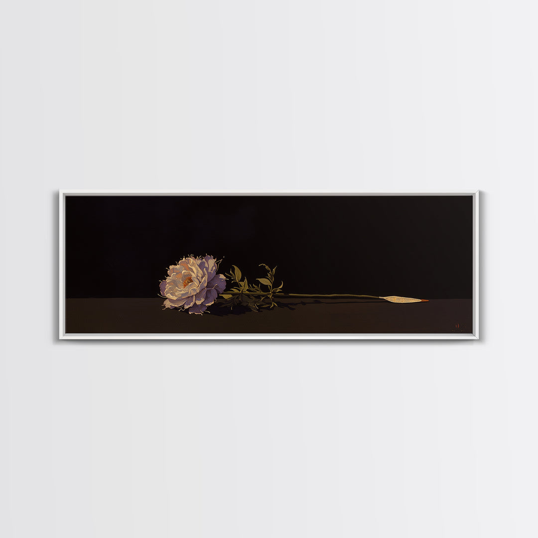 Single Sculptural Flower on a Dark Ground Canvas Print, General Fine Art, Canvas Wall Art, Living Room Decor, Fine Art, GEN-3x1-49