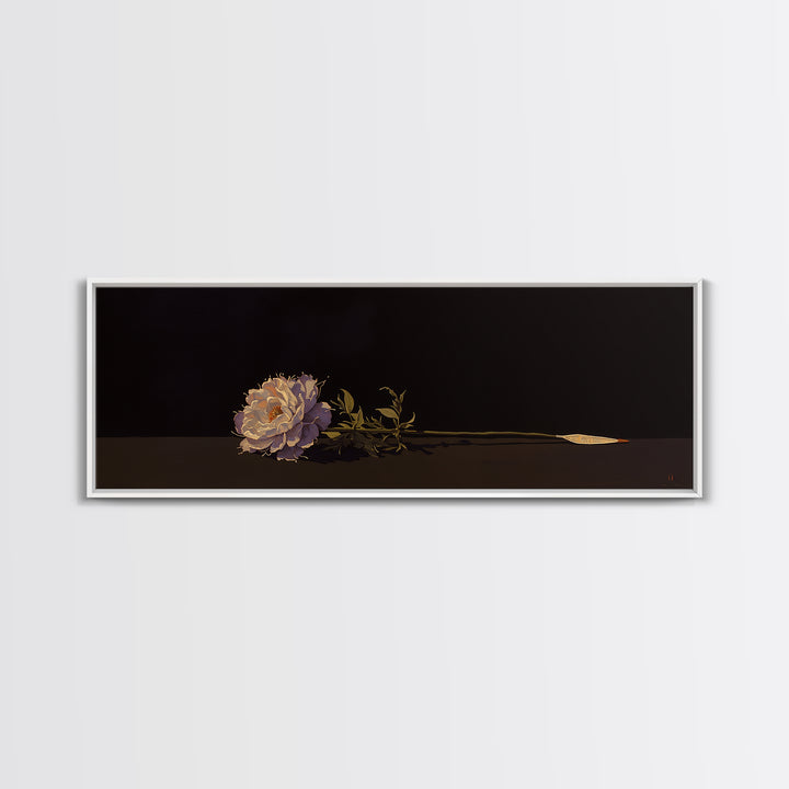 Single Sculptural Flower on a Dark Ground Canvas Print, General Fine Art, Canvas Wall Art, Living Room Decor, Fine Art, GEN-3x1-49