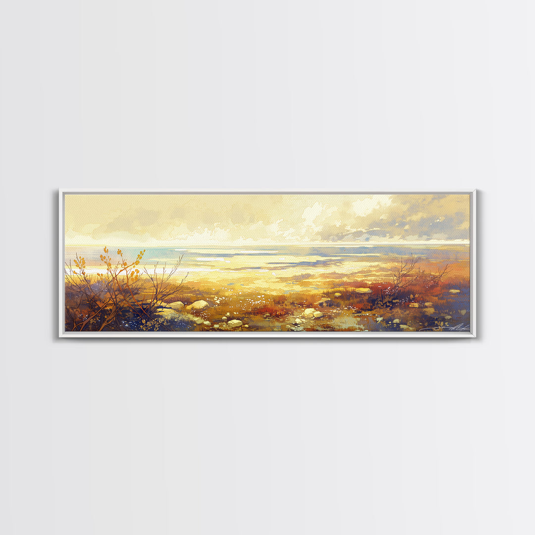 Quiet Abstract Landscape Framed Canvas Print, General Fine Art, Boho Decor, Living Room Decor, Fine Art, Wall Decor, GEN-3x1-89