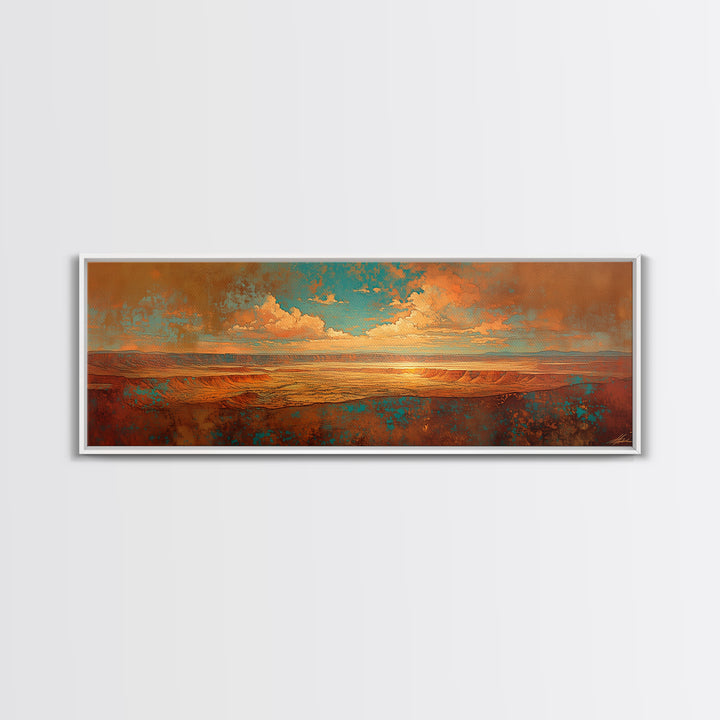 Serene Desert Horizon Framed Canvas Print, General Fine Art, Mid Century Modern, Living Room Decor, Fine Art, GEN-3x1-9