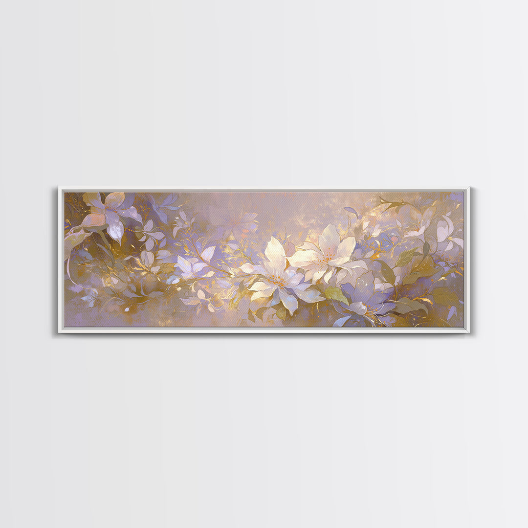 Large Neutral Floral Study Framed Canvas Print, General Fine Art, Framed Wall Art, Living Room Decor, Fine Art, GEN-3x1-90