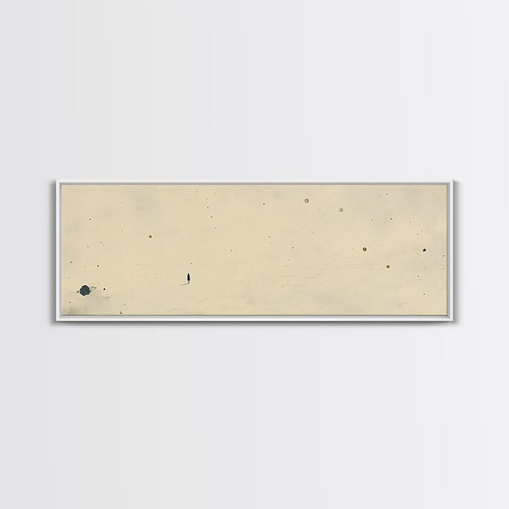 Minimal Black Line Figure on Textured Paper Canvas Print, General Fine Art, Painting, Living Room Decor, Fine Art, GEN-3x1-91