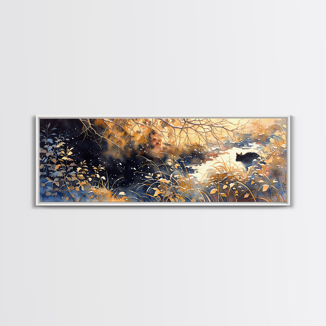 Soft Watercolor Branch Study Framed Canvas Print, General Fine Art, Digital Prints, Living Room Decor, Oil Painting, GEN-3x1-99