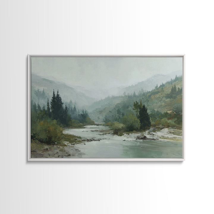 Quiet Abstract River Shape Framed Canvas Print, General Fine Art, Wall Art, Living Room Decor, Abstract Art, GEN-3x2-100
