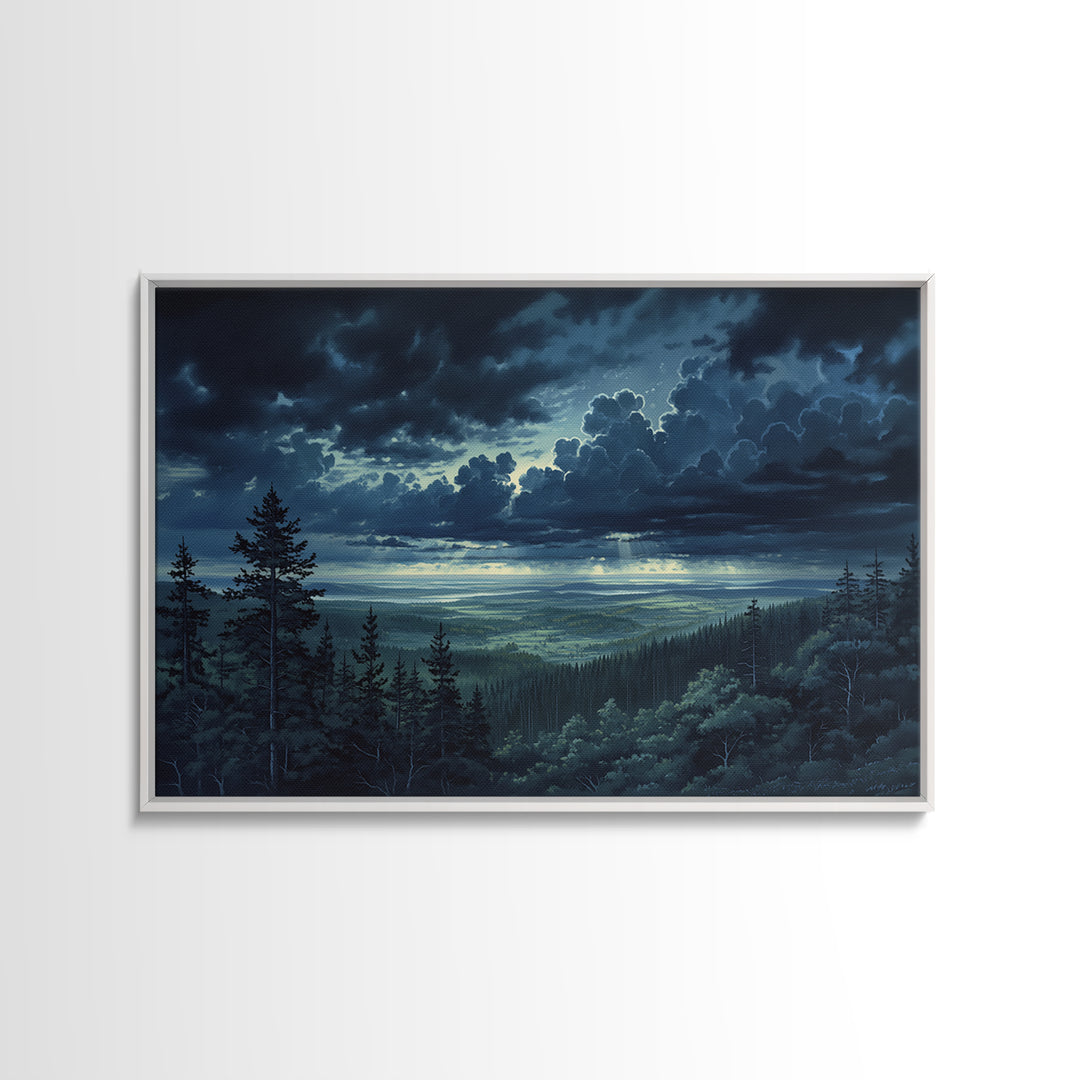 Moody Forest Clearing Canvas Print, General Fine Art, Wall Hanging, Living Room Decor, Oil Painting, Statement Artwork, GEN-3x2-12