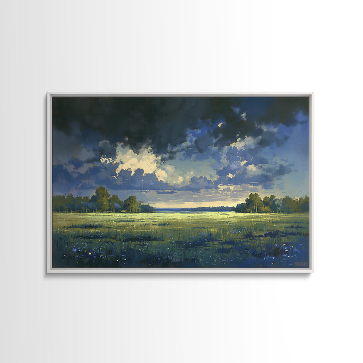 Sunlit Meadow with Loose Impressionist Brushwork Canvas Print, General Fine Art, Printable Wall Art, Living Room Decor, GEN-3x2-18