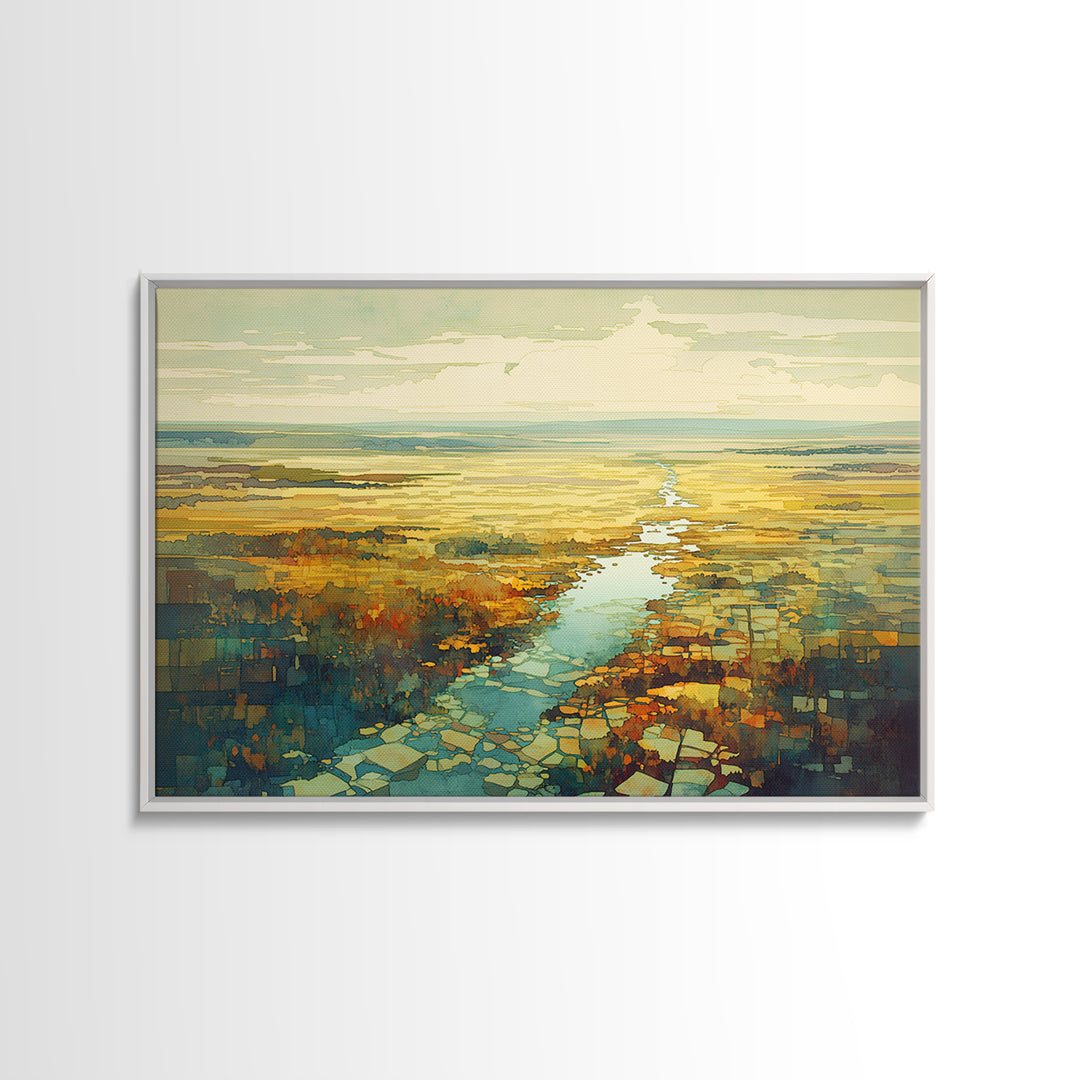 Quiet Abstract River Shape Canvas Print, General Fine Art, Canvas, Living Room Decor, Abstract Art, Canvas Art, GEN-3x2-4