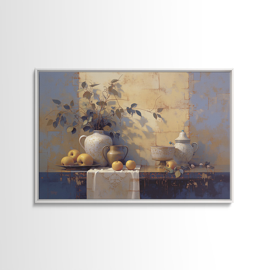 Simple Still Life of Fruit and Linen Canvas Print, General Fine Art, Digital Print, Living Room Decor, Abstract Art, GEN-3x2-44