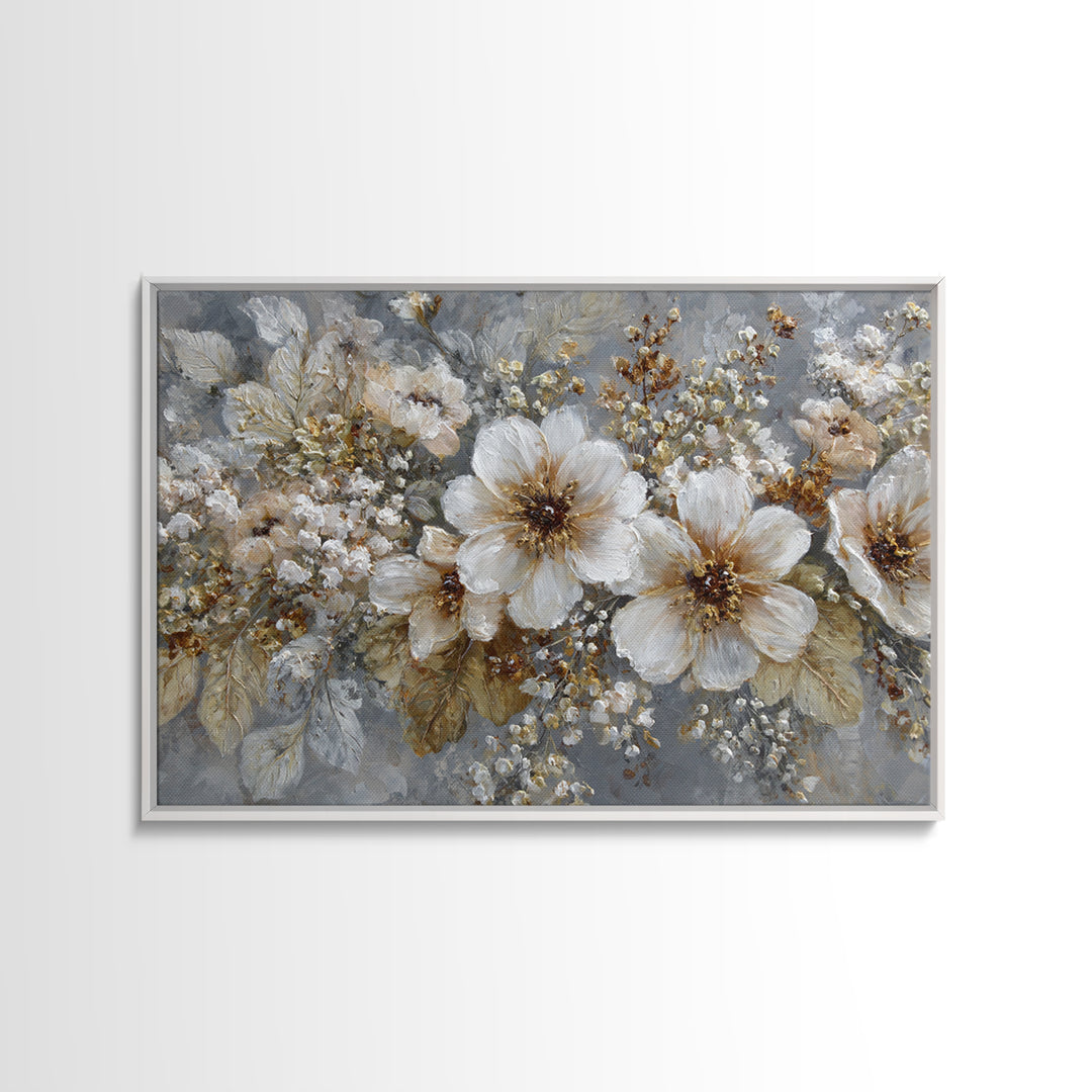 Botanical Silhouette Series Canvas Print, General Fine Art, Neutral Decor, Living Room Decor, Oil Painting, Home Decor, GEN-3x2-49