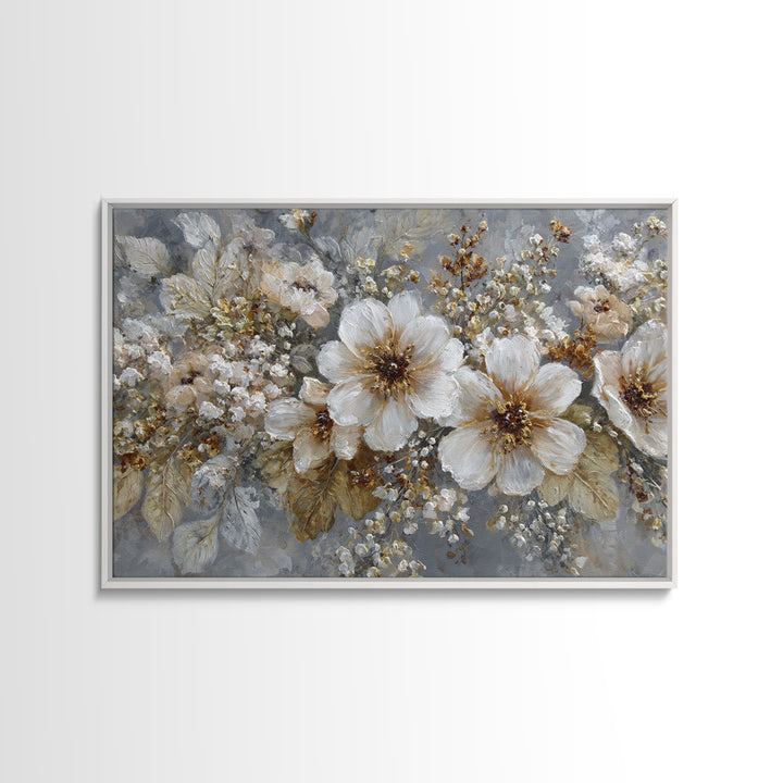 Botanical Silhouette Series Canvas Print, General Fine Art, Neutral Decor, Living Room Decor, Oil Painting, Home Decor, GEN-3x2-49