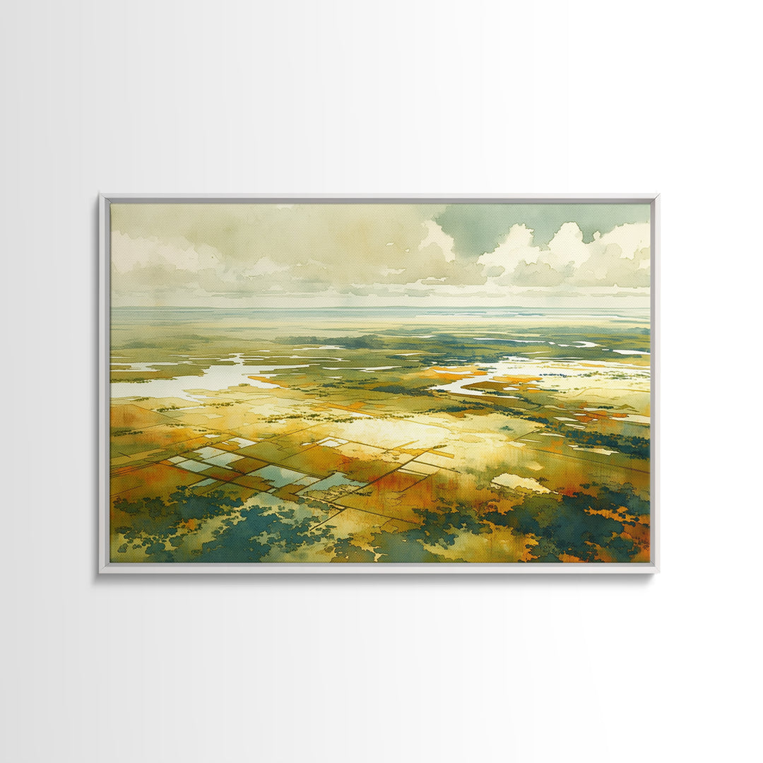 Quiet Abstract Landscape Framed Canvas Print, General Fine Art, Abstract Art, Living Room Decor, Oil Painting, GEN-3x2-5
