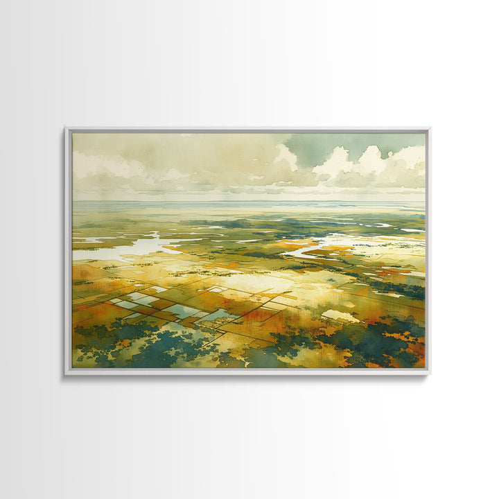 Quiet Abstract Landscape Framed Canvas Print, General Fine Art, Abstract Art, Living Room Decor, Oil Painting, GEN-3x2-5