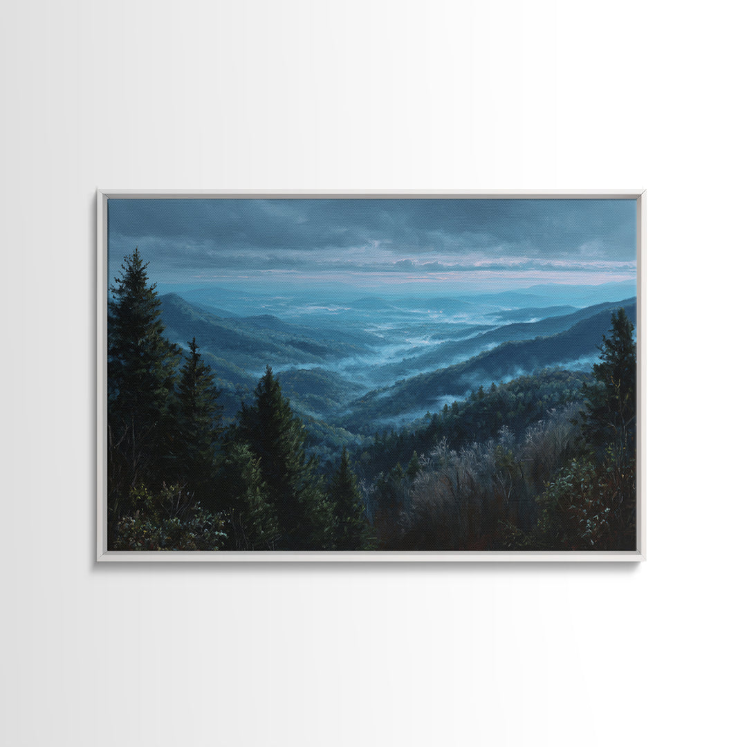 Misty Mountain Valley Canvas Print, General Fine Art, Room Decor, Living Room Decor, Fine Art, Digital Prints, GEN-3x2-56