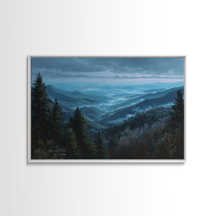 Misty Mountain Valley Canvas Print, General Fine Art, Room Decor, Living Room Decor, Fine Art, Digital Prints, GEN-3x2-56