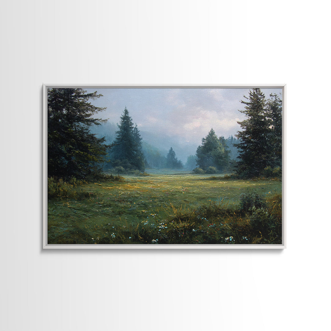 Sunlit Meadow with Loose Impressionist Brushwork Canvas Print, General Fine Art, Digital Wall Art, Living Room Decor, Fine Art, GEN-3x2-66