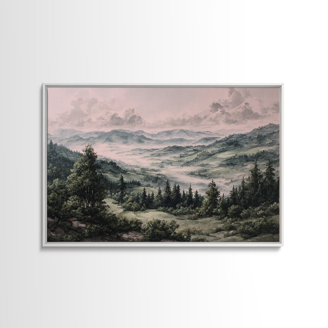 Elegant Ink Wash Landscape Canvas Print, General Fine Art, Contemporary Art, Living Room Decor, Fine Art, Digital Art, GEN-3x2-72