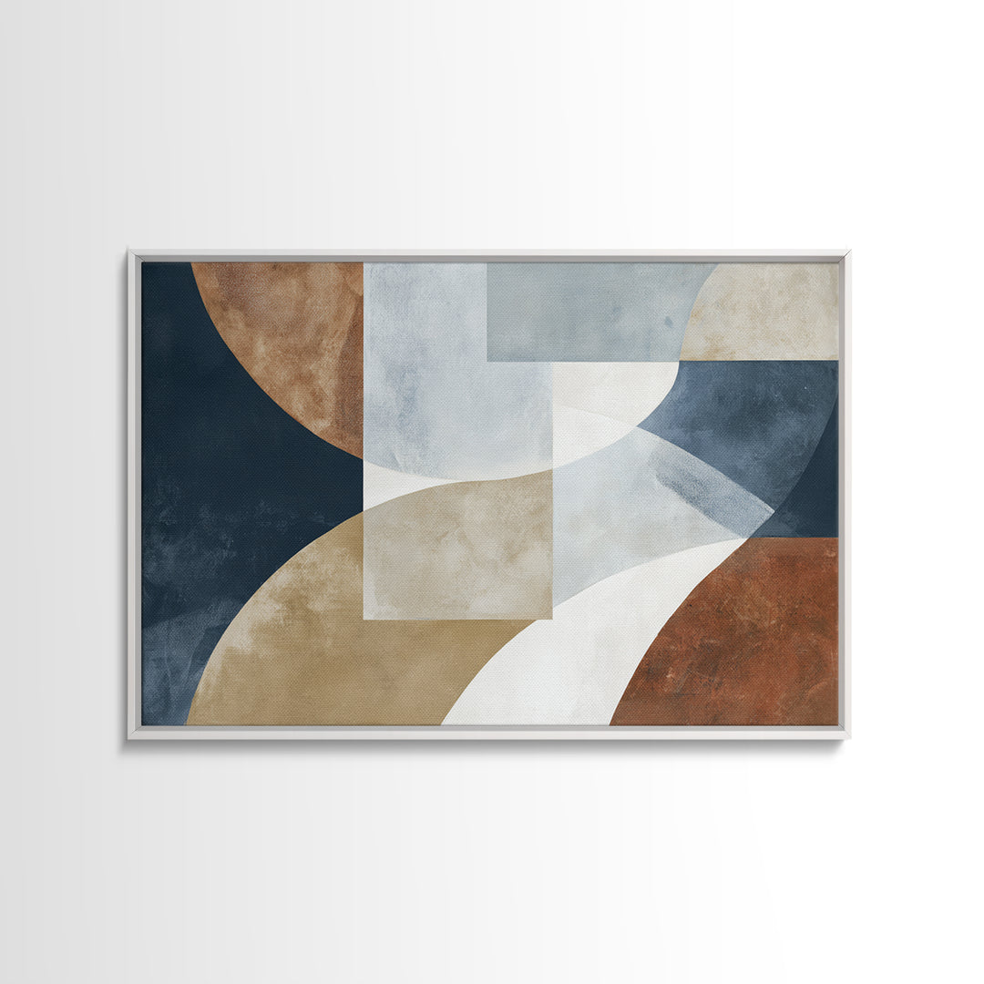 Modern Geometric Composition Framed Canvas Print, General Fine Art, Art Nouveau, Living Room Decor, Abstract Art, GEN-3x2-86