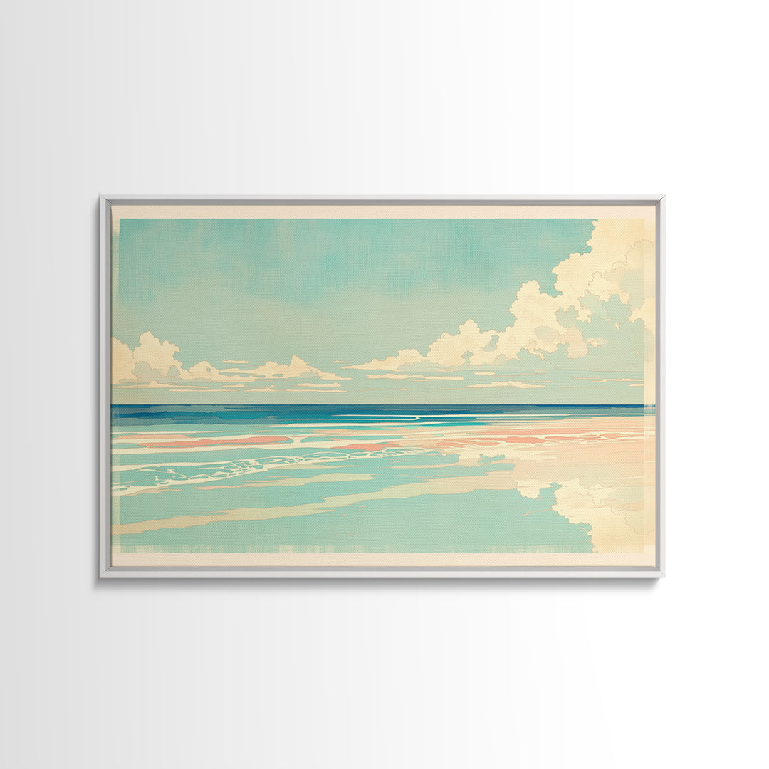 Coastal Water Study Framed Canvas Print, General Fine Art, Wall Hanging, Living Room Decor, Fine Art, Statement Artwork, GEN-3x2-9