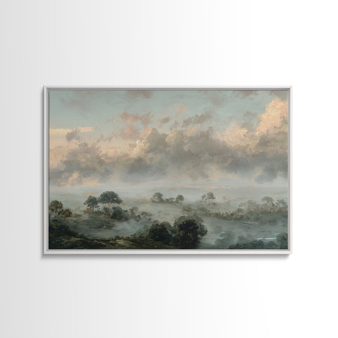 Romantic Cloudscape with Blush and Cream Tones Canvas Print, General Fine Art, Canvas Wall Art, Living Room Decor, Abstract Art, GEN-3x2-94