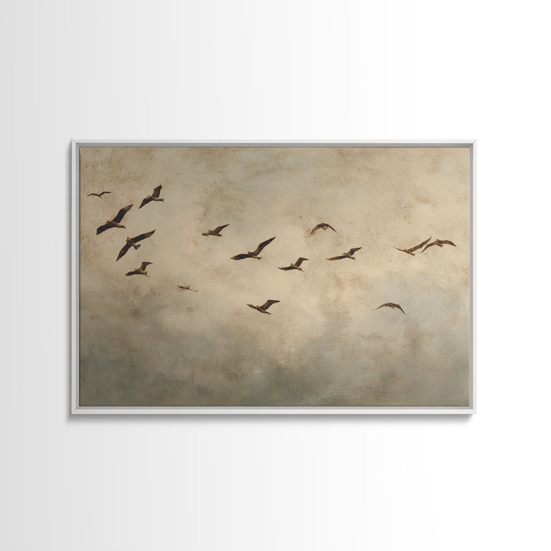 Minimal Birds in Flight over an Open Canvas Print, General Fine Art, Abstract Art, Living Room Decor, Fine Art, GEN-3x2-98