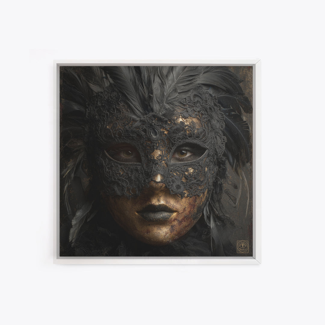 Phantom Ballroom Mask Framed Canvas Print, Gothic Art, Gothic Wallpaper, Living Room Decor, Watercolor Art, Gothic, GOT-1x1-24