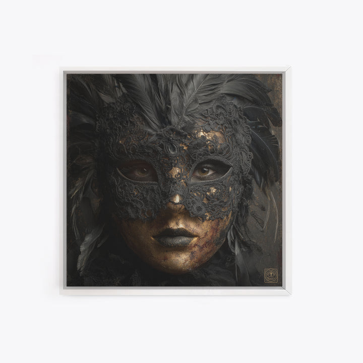 Phantom Ballroom Mask Framed Canvas Print, Gothic Art, Gothic Wallpaper, Living Room Decor, Watercolor Art, Gothic, GOT-1x1-24