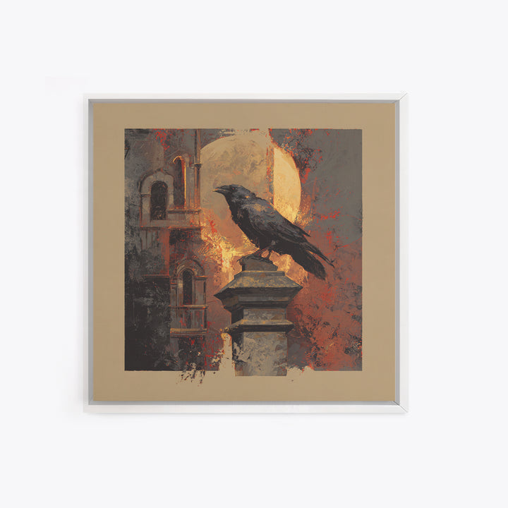 Raven on a Cathedral Gargoyle Canvas Print, Gothic Art, Neutral Decor, Living Room Decor, Fine Art, Gothic, Home Decor, GOT-1x1-49