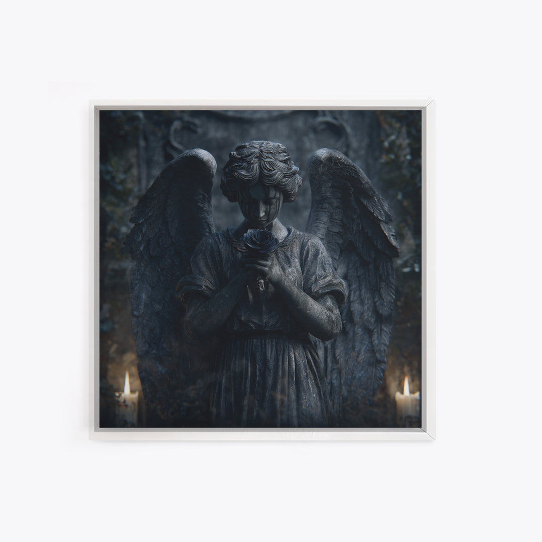 Weeping Angel Statue Framed Canvas Print, Gothic Art, Gothic Decor, Living Room Decor, Fine Art, Gothic, Canvas Painting, GOT-1x1-56
