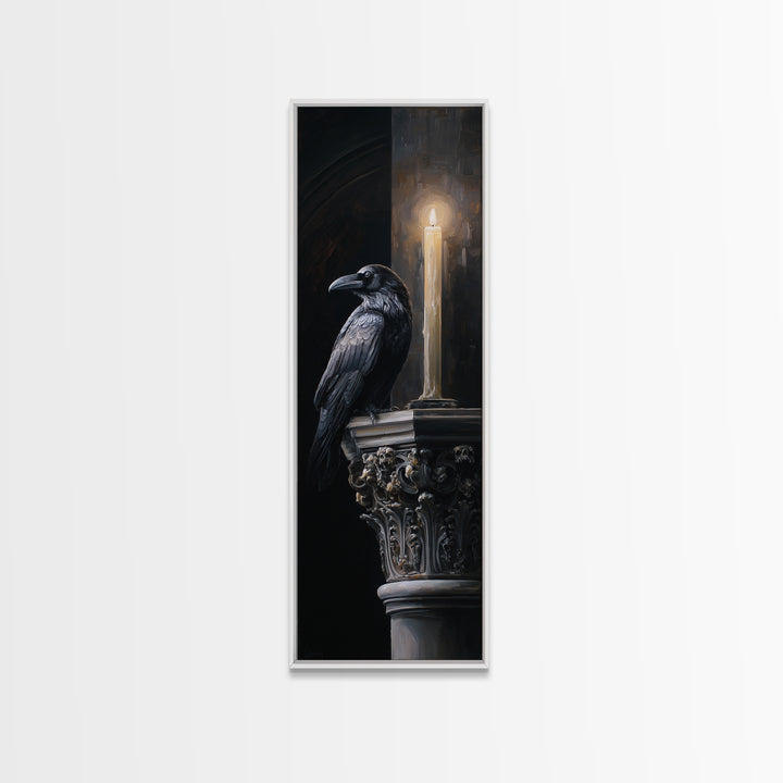 Raven on a Cathedral Gargoyle Canvas Print, Gothic Art, Fine Art Print, Living Room Decor, Fine Art, Gothic, Halloween Decor, GOT-1x3-13