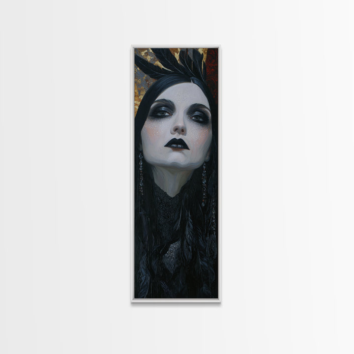 Vampire Inspired Portrait with Pale Skin and Canvas Print, Gothic Art, Canvas Painting, Living Room Decor, Fine Art, Gothic, GOT-1x3-22