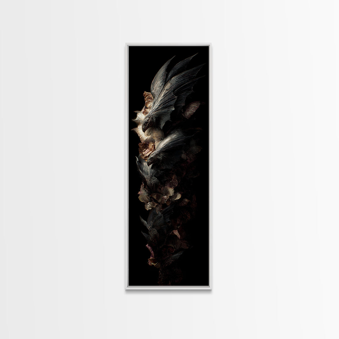 Bat Wings Forming a Dark Ornamental Pattern Canvas Print, Gothic Art, Printable Wall Art, Living Room Decor, Fine Art, Gothic, GOT-1x3-43
