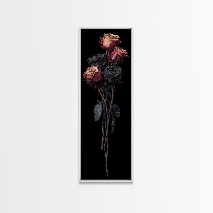 Black Rose Bouquet Framed Canvas Print, Gothic Art, Dark Academia Art, Living Room Decor, Fine Art, Gothic, Boho Decor, GOT-1x3-87