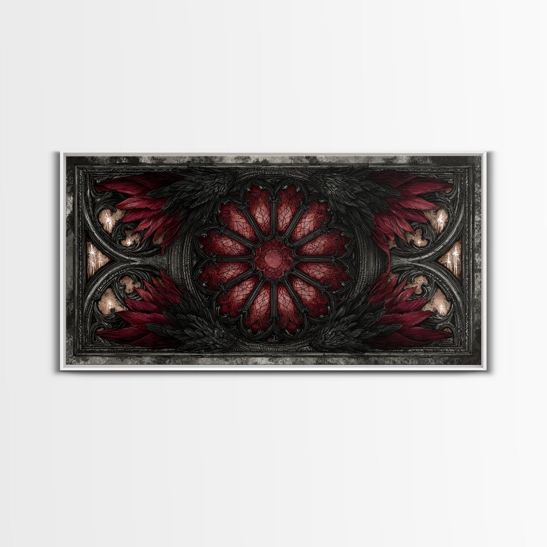 Gothic Cathedral Window Canvas Print, Gothic Art, Statement Artwork, Living Room Decor, Fine Art, Gothic, Art Prints, GOT-2x1-22