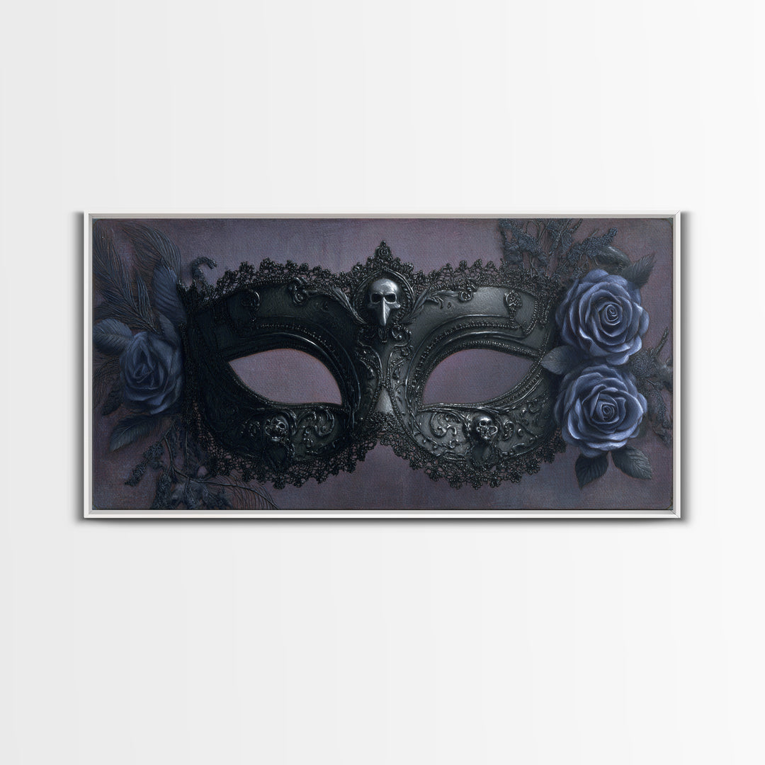 Phantom Ballroom Mask Canvas Print, Gothic Art, Textured Painting, Living Room Decor, Abstract Art, Gothic, Original Painting, GOT-2x1-44